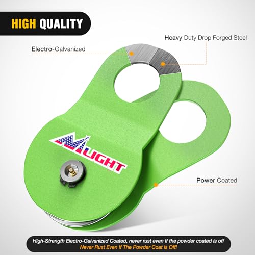 Image of Nilight 8 Ton Winch Snatch Block Towing Pulley Blocks 17,000 LBS Capacity (Green), Winch Hook Accessories, Heavy Duty Offroad Recovery Accessory for Truck, Tractor, ATV & UTV