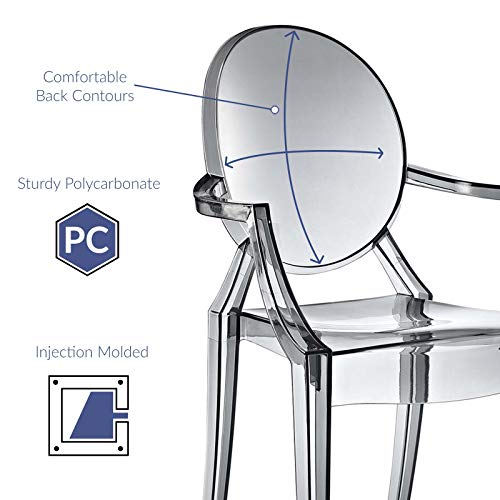 Modway Casper Modern Acrylic Stacking Kitchen And Dining Room Arm Chair In Smoke - Fully Assembled #TOP4