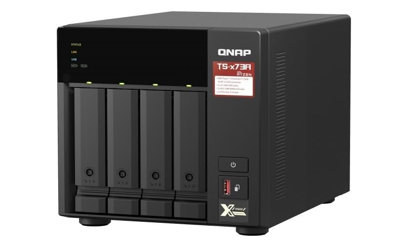 QNAP TS-473A 4-Bay Turbo-Station NAS (AMD Ryzen™ Embedded V1500B 4-Core/8-Thread 2,2 GHz 8GB DDR4 RAM 2xRJ-45 2,5 GbE LAN-Port) 8TB Bundle mit 4X 2TB Seagate IronWolf NAS HDDs
