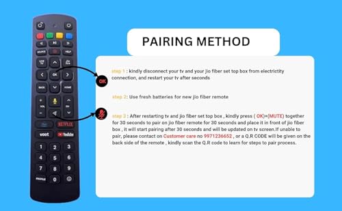 Image of Voice Control Replacement Remote Compatible for Jio Fiber Set Top Box with Voot, Netflix, YouTube, Hotstar Hotkeys (Please Match Old Remote Before Order)