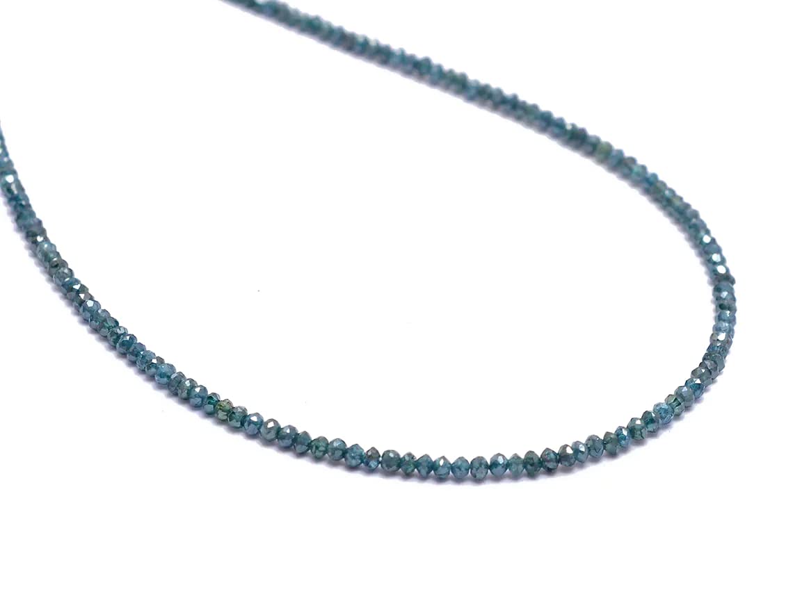 Naturalny AAA+ cienki niebieski diament 2 mm fasetowane koraliki rondelle | sznurek 20 cm | rzadki niebieski diament AAA+ szlachetny kamień szlachetny mikro fasetowane luźne koraliki