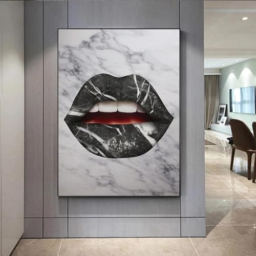 Citations d'art murales et tableau abstrait de lèvres pour décoration maison