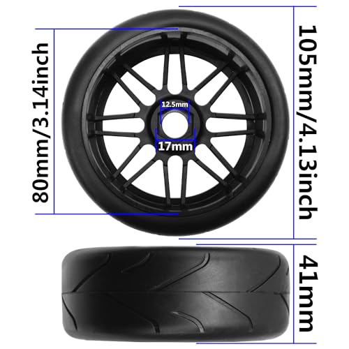 HIRCQOO OD 4.52\" 1/8 Off-Road RC Buggy Tires and Wheels Rims 17mm Hex Compatible with Arrma Typhon Talion Losi 8IGHT HPI HSP Redcat Racing Kyosho Hobao Traxxas RC 1/8 Scale Buggy