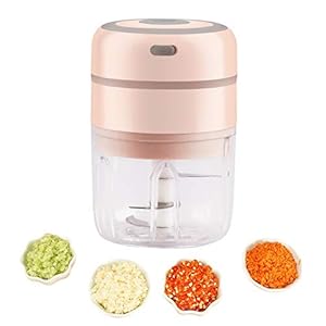 JZK Rose 250ml mini elektrische keukenmachine vleesmolen breker voor vlees knoflook ui chili groenten, blender voor…