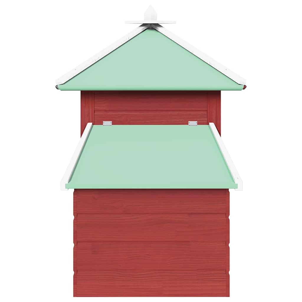 Hühnerstall mit Hühnernest Rot aus massivem Tannenholz 190x72x102 cm mit großem Auslauf und verzinktem Stahlgeflecht für Kleintiere, Kaninchenstall, Outdoor Gehege, komfortable Behausung