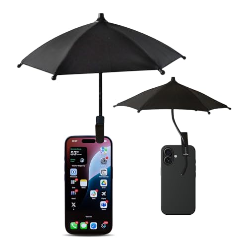 Phone Umbrella - Anti-Glare Sun Shade Phone Umbrella for Sun iPhone Clip On umbrella for phone sun shade Protects from Sunlight and Glare Outdoor Activities Universal Fit for All Smartphones (Black)