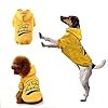 Hunde-Kapuzenpullover, Sportkleidung mit Beinen, bedruckt, für Welpen, Katzen, Winterkleidung, warm, Haustierkleidung für große/mittelgroße/kleine Hunde (gelb, S)