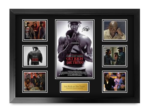 HWC Trading Get Rich or Die Tryin 50 Cent Gifts Printed Signed Autograph Picture for Movie Memorabilia Fans - A2 Framed
