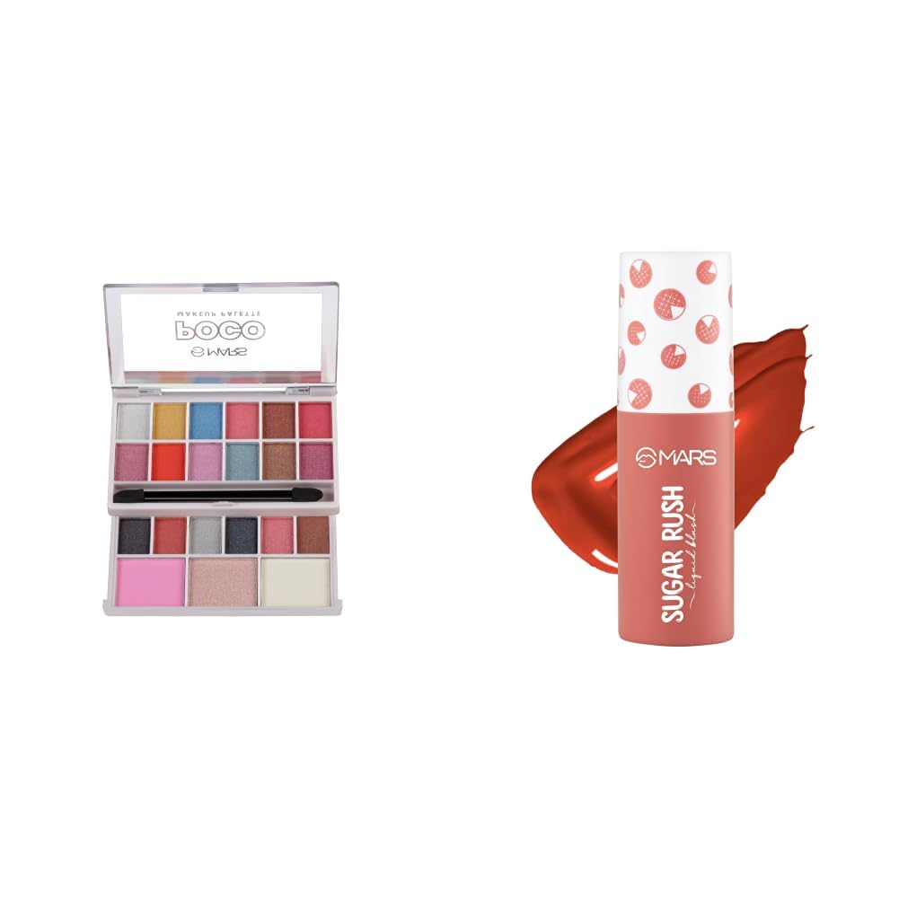 MARS Poco Face Makeup and eyeshadow Palette with Slider Case MARS Sugar Rush Liquid Blush 06-PEACH PIE-image-21