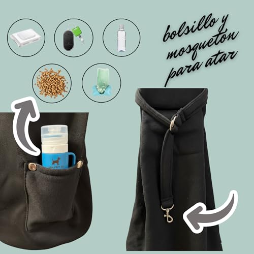 Bolsa transporte cómoda para perros pequeños con bolsillo lateral 4