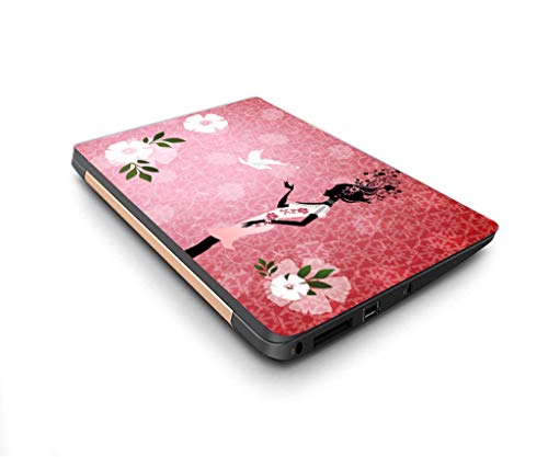 Image of Galaxsia Floral Girl D2 Vinyl Laptop Skin /Sticker /Cover /Decal Compatible for Any 17 to 17.3 Inches Laptop (Hp /Dell /Sony /Acer /Lenovo /Asus. Etc) Or Notebook.