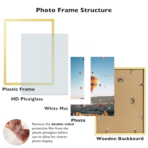 Image of JCJMY 19x25 Picture Frame with 16x22 Mat, Display Photo 16x22 with Mat or 19 x 25 Without Mat, Wall Hanging Large 19 by 25 Poster Frame with Plexiglass, Gold