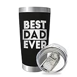 SassyCups Best Dad Ever Tumbler | 20 Ounce Engraved Black Stainless Steel Insulated Travel Mug | Happy Birthday New Dad Tumbler | Worlds Best Dad Cup From Kids | Best Dad Bday | Dad Outdoor BBQ