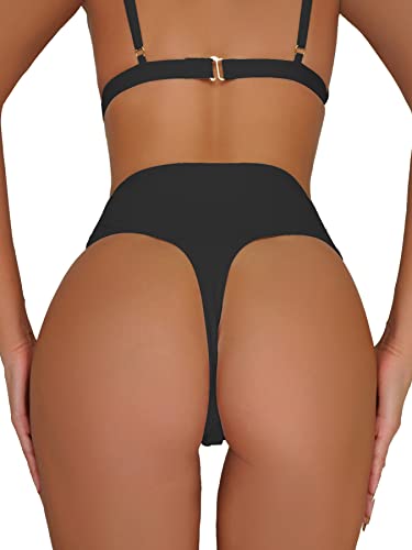 Leoparts Womens High Waisted Thong Bikini Bottoms Sexy High Leg Cheeky Brazilian Cut Swimsuit Bathing Suit Bottom #TOP5