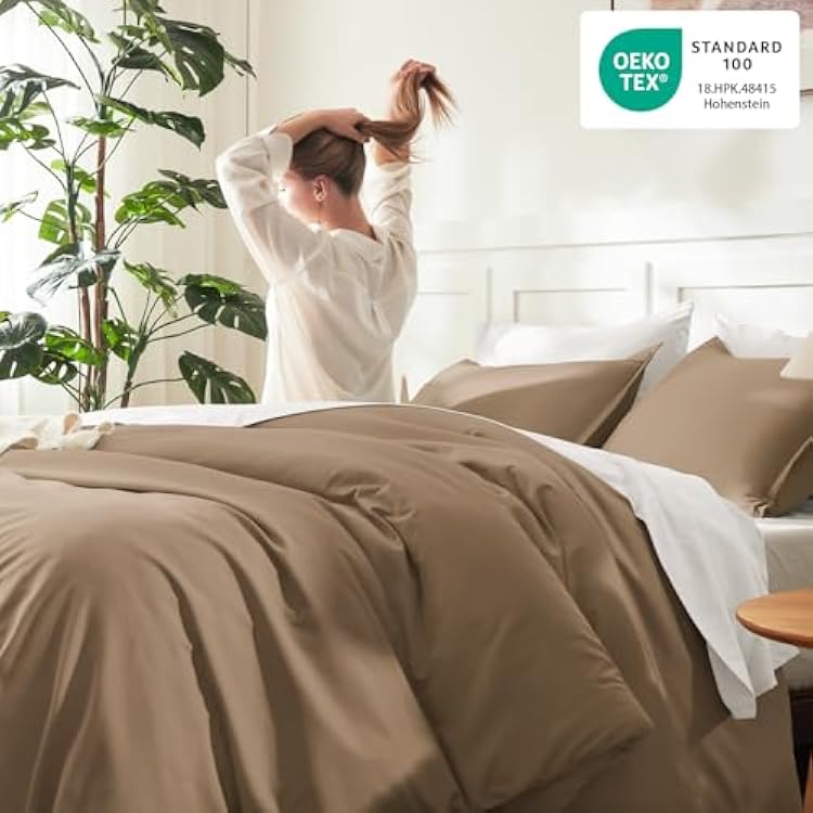 طقم لحاف Litanika Taupe Tan Twin/Twin XL، طقم لحاف فراش صلب مكون من قطعتين، طقم سرير رقيق لجميع المواسم (لحاف مقاس 66x90 بوصة وغطاء وسادة واحد)