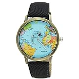 Reloj de vestir para mujer Travel by Plane Map 2018, negro, One Size