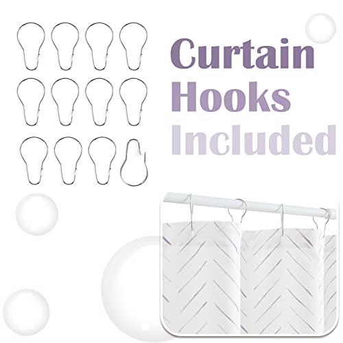 Jinchan Purple And White Shower Curtain Herringbone Fabric Shower Curtain Zig Zag Inky Chevron Farmhouse Shower Curtain Zigzag Modern Shower Curtain For Bathroom Waterproof Hooks Included 70X72 Inches #TOP5