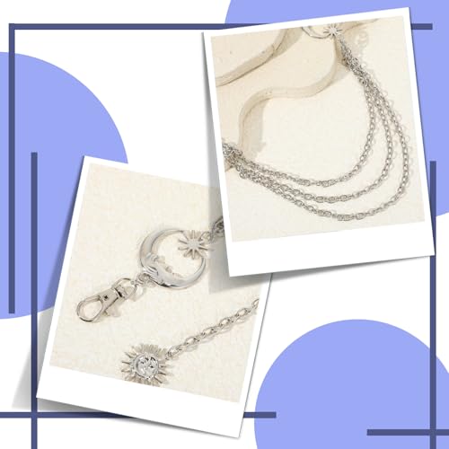 Layer Metal Chain Belt Moon Sun Belly Belt Body Chain Fashion Link Belts Skinny Dress Waist-Chain for Women (Silver)3