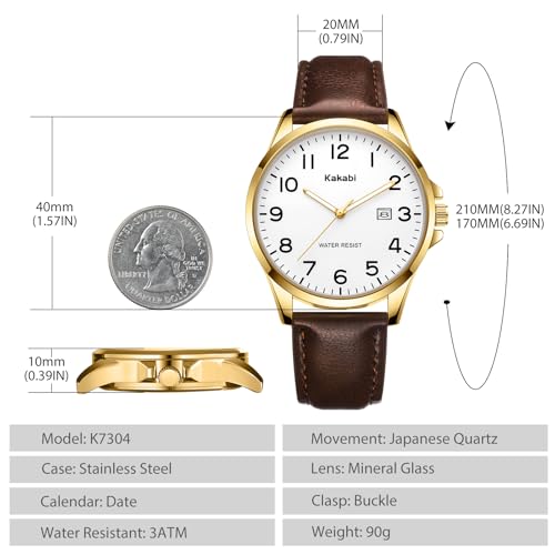 Kakabi Watch for Men, Fashion Minimalist Wrist Watch Waterproof Quartz Analog Date with Leather Strap by Kakabi - Used condition - Image 6