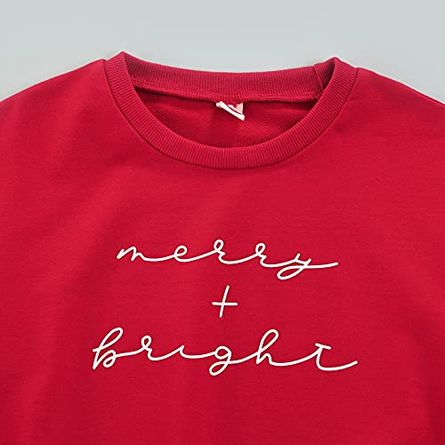 Hnyenmcko Toddler Kids Baby Girl Christmas Clothes Long Sleeve Letter Printed Sweatshirt Pullover Top Crew Neck Sweater Fall (Red, 2-3 Years) #TOP2