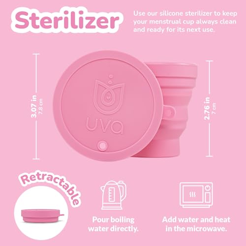 UVA Menstrual Cup Kit - Size 0 - Light Flow Reusable Period Cup Set - Leak-Proof Silicone Soft Period Cup, Sterilizer & Travelling Bag - Period Cups for Women…