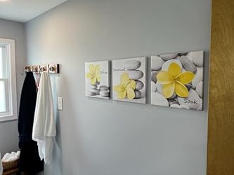 Amazon.com: Genius Decor-Modern Yellow Gray Bathroom Wall Art Decor Zen ...