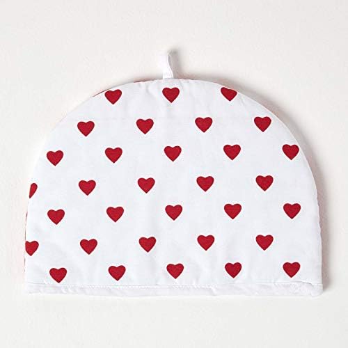 HOMESCAPES Tea Cosy – Teewärmer ‚Herzen‘ Aus Baumwolle, Isolierend Für Tee- & Kaffeekannen