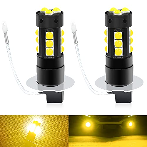 H3 Led Fog Light Bulb 3000K Amber Yellow H3 Led Bulbs 3000 Lumens 25W 3030 Smd H3 Yellow Led Bulbs For Car Auto Vehicle 2 Pcs #TOP2