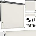 tillvex® Tenda da sole verticale per interni ed esterni, impermeabile, con manovella, per balcone, terrazza e giardino, tenda parasole in alluminio (Beige, 200 x 250 cm)