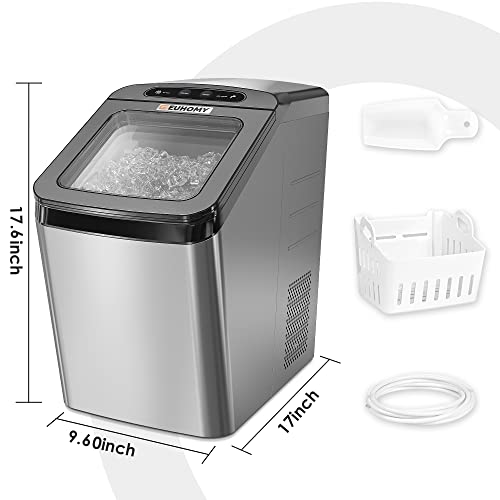 Euhomy Nugget Ice Maker Countertop, Opal Ice Maker 26lb/day, Self-cleaning & Auto Water Refill Pellet ice maker, Sonic Ice Maker with Ice Scoop, Pebble Ice Maker Perfect for Home/Kitchen/Office/Party.
