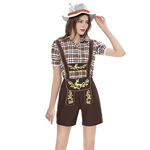 Vestido gótico negro para adolescentes, Oktoberfest, bávaro, traje alemán, color marrón bronceado, negro, camisa gótica, café, XL