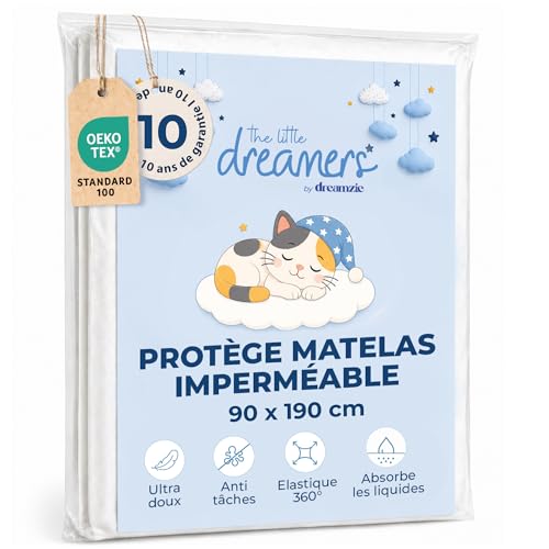 Protege Matelas 90x190 Imperméable et Résistant, Alese 90x190 Lit 1 Personne, Facile à Installer, Lavable en Machine, Certifié Oeko-Tex, pour Matelas jusqu'à 27 cm