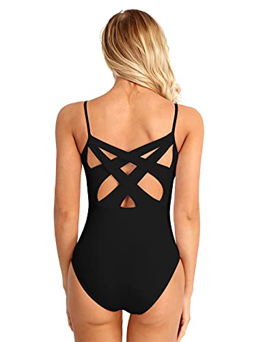 MSemis Women's Camisole Spaghetti Straps Ballet Dance Leotard Criss Cross Back Unitard Bodysuit Dancewear