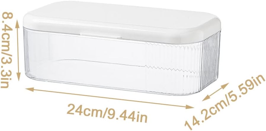 SUNFICON Makeup Holder Tray Cosmetic Display Case Marks Organizer Office Supply Holder Tabletop Desktop Vanity Countertop Bathroom Cabinet Medicine Storage Box with Lid Women Lady GirlsCrystal Clear : Beauty & Personal Care