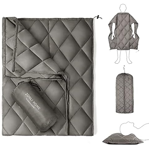 ZonLi Multifunctional Camping Blanket Outdoor Down Alternative Blanket Waterproof Double Puffy Warm and Lightweight, Compact Packable Camping Quilt for Hiking Travel Backpacking Stadium Car and Picnic Cover