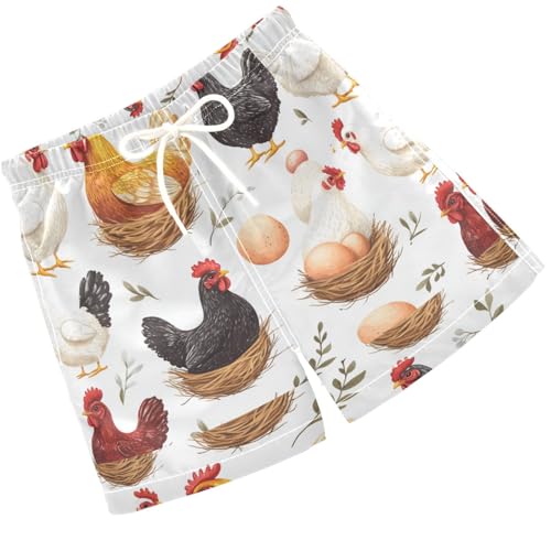 Pigsaly Boys' Swim Board Shorts Domestic Chicken Eggs Boy's Swim Trunks Kids Swimwear 3T Multicolor