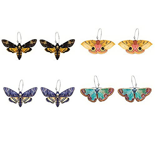 Wcrazye Colorful Moon Butterfly Moth Dangle Earrings For Women Girls Statement Fashion Earrings Elegant Unique Animal Acrylic Earrings Cute Insect Funny Jewelry (4 Pairs Insect - B) #TOP9