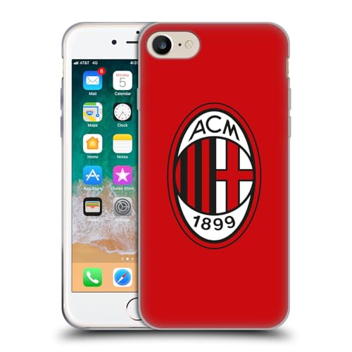 Head Case Designs Officially Licensed AC Milan Full Colour Red Crest Gel Case [Military Grade Protection] Compatible with Apple iPhone 7/8 / SE 2020 & 2022 and Compatible with MagSafe