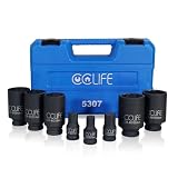 CCLIFE 8 pièces Coffret de Douilles clé à Choc 1/2'' 30-32-34-35-36 mm 12 pans CR-Mo, Jeu de Douilles à Impact