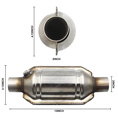 2\" Catalytic Converter Universal 2 Inch Inlet/Outlet Cat Converter with Heat Shield and O2 Port