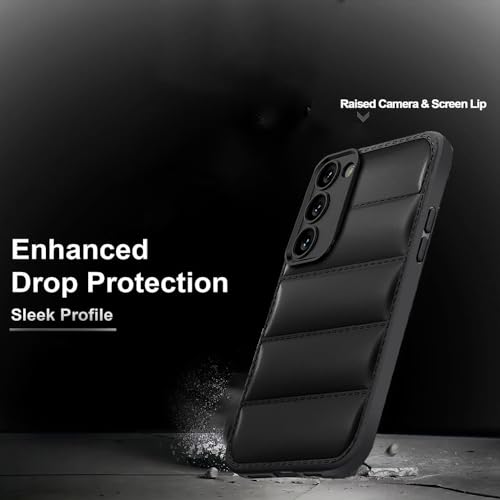 Image of KARWAN Puffer Edition Silicone Case Cover for Samsung Galaxy S23 | Scratch Resistance Mobile Cover, Camera Protection Case Compatible with Black