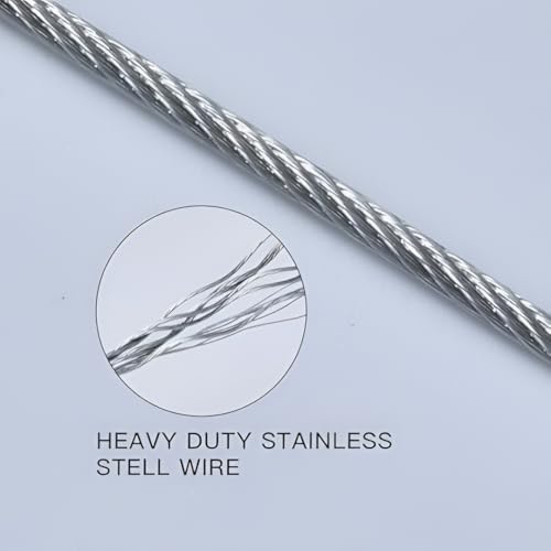 Image of Heavy Duty Clothes Drying Rope 10 Meter with Stainless Steel Wire & Locking Hooks | Rust Resistant Steel Clothesline for Balcony, Laundry, Bathroom, Home, Travel, Camping & Outdoor Use