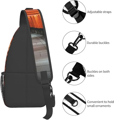 Fushimi Inari Taisha-Rucksack, Reisetasche, lässige Brusttasche, Wandern, Tagesrucksack, Crossbody-Tasche für Männer und Frauen, Siehe Abbildung, One size