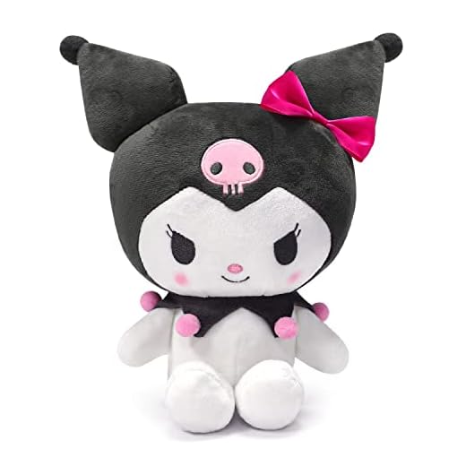 Kawaii Anime Plush Doll 10", Cartoon Stuffed Animal Figure Plushies Pillow Toy, Super Cute Cartoon Theme Party Favor, Soft Lovely Plushies Gift for Girls Teens Fans Birthday Decoration (Black Kuro)