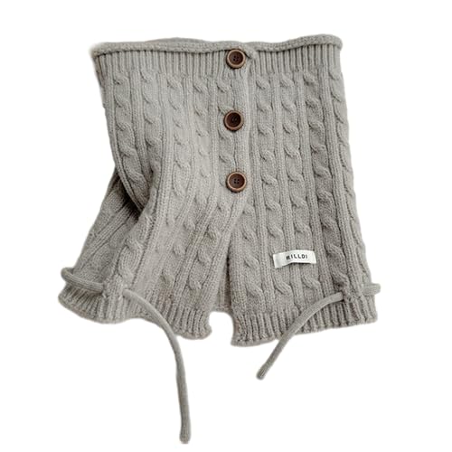 NVOQILIN Bufanda de punto trenzado para mujer, cuello alto, con botón, múltiples formas de uso, con cordón, gorro resistente al viento