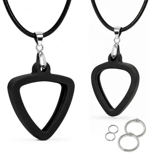 Musiin Guitar Pick Holder Necklace Compatible with Fender Dunlop DAddario Picks Double-Sided Universal Design 2 Pack (Standard/Triangle)