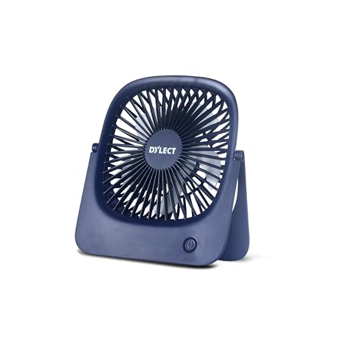 Dylect® Briza Flow Foldable Rechargeable Fan | 2000mAh Battery | Type-C | 4 Speed Modes with Natural Breeze Mode | Upto 8h Runtime | Silent BLDC Motor | Portable Fan for Home/Office/Travel | Blue