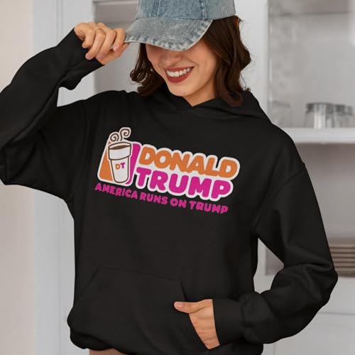 TOP KOALA TEE Trump Hoodie America Runs On Trump Midweight Blended Cotton Soft Pullover2
