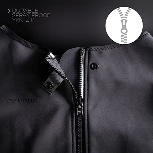 EzyDog Hundemantel Wasserdicht für Kleine, Mittelgroße und Große Hunde - Hundepullover Fleece mit Sicheren Reflexstreifen, Thermax Hundejacke - Hunderegenmantel mit Bauchschutz (XS, Schwarz)