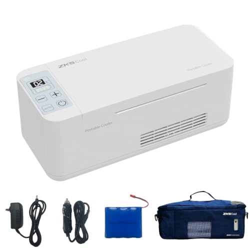 ZKSCOOL Portable Insulin Cooler Travel Box, Mini Fridge Box for Insulin, Vaccines, Smart LCD Temperature Control, Portable Mini Fridge Rechargeable Battery, Smart LCD Temperature Control, FAA-Approved